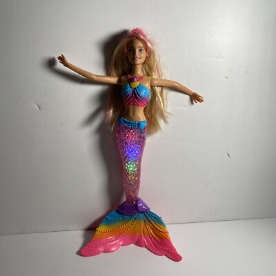 Barbie Rainbow Mermaid Doll Lights Up 2015 14 Inch Working