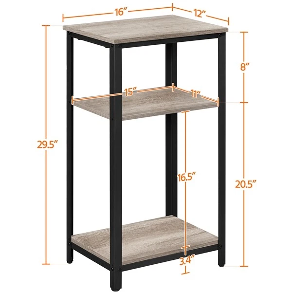  Mesa auxiliar industrial estrecha alta mesa telefónica mesa auxiliar sala de estar gris Foto 4 de 4