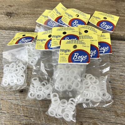 New Boye Knitting Plastic Wrights Cabone Rings 30 1/2  13mm NOS Lot Of 11 Pkgs.