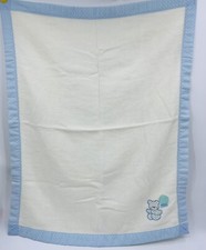 Cuddle Time Vintage Baby Blanket Bear Polka Dot Trim USA Made 44" x 34"