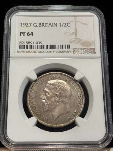 GREAT BRITAIN Half Crown 1927, George V, NGC PF 64 Choice UNC PROOF/ Pretty. E2