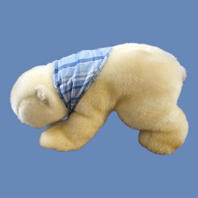 Vtg German Plush Polar Bear Kerchief Plusch Heunec Stuffed Animal Bear TEDDYBAR