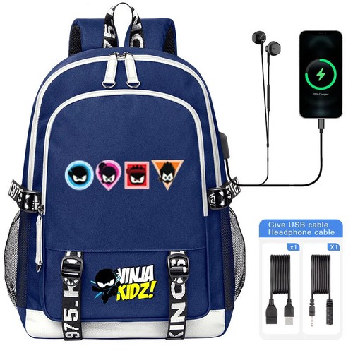 Cartoon Ninja Kidz USB Backpacks Large Capacity school bag Laptop Shoulder Bag - Picture 53 of 55