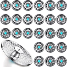 Janinka 24 Pcs Faux Turquoise round Conchos Sunflower Decorative Buckle Metal Su
