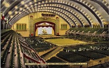 Interior Convention Hall Auditorium Seats Stage Dome Lights Postcard Unused UNP