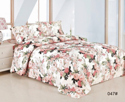 New Queen Size 4pcs 100GSM Exquisite Flower  printed bed sheet set