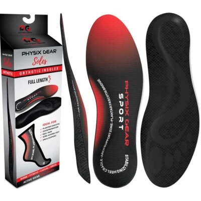 Physix Gear Sport Arch Support Insoles Full Length Plantar Fasciitis Flat Feet