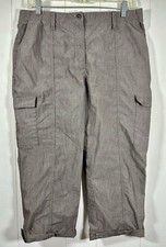 Chico's Pants Womens Brown Cargo Capri Pants W/ Elastic Waist Sz M /chicos Sz 1