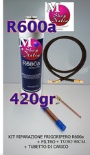 Kit Riparazione Frigorifero bombola R600a 420gr + Filtro + Tubetto Carico +tubo 