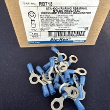 Lot Of 100 Pieces Thomas & Betts RB713 Connector Terminals Blue 1/4 16-14