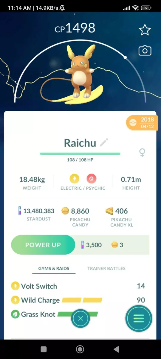 Alolan Raichu Pokemon Trade Go