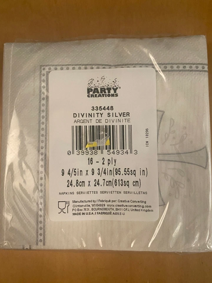 Divinity Silver Pattern Communion/Baptism/Confirmation Beverage Napkins 16 -2Ply - Image 2 of 2