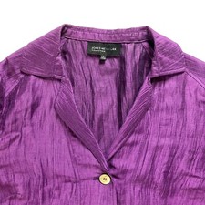 NEW Jones New York Blazer Womens 12 Purple Crinkle Linen Blend Corpcore Wedding