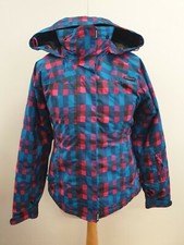Ll47 Womens Envy Blue Purple Check Drawstring Hooded Jacket Uk 10 M Eu 38