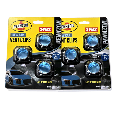 2 Pack Of 3 Pennzoil New Car Scent Vent Clips Air Freshener 30 Day