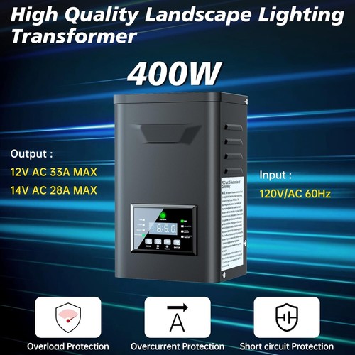 400W Low Voltage Landscape Transformer, Weatherproof Transformer with Timer - Picture 2 of 8