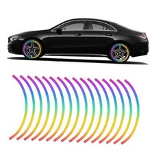 16PCS Reflective Car Wheel Decorative Stripe Stickers, Anti Scratch Colorful