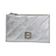 BALENCIAGA Fragment Card Coin Case Calfskin Silver 766465