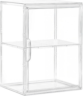 Acrylic Display Case for Collectibles, Clear Storage Bin with 3 Adjustable Layer