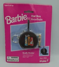 Basic Fun - Vintage Barbie Hat Box Case & Doll Keychain  - Unopened Package 1999