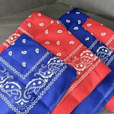 3 blue 3 red Paisley Print Bandana Cotton Head Warp Scarf Face Mask bundle of 6