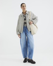 River Island Womens Barrel Leg Jeans Blue Elasticated Trousers Pants Bottoms