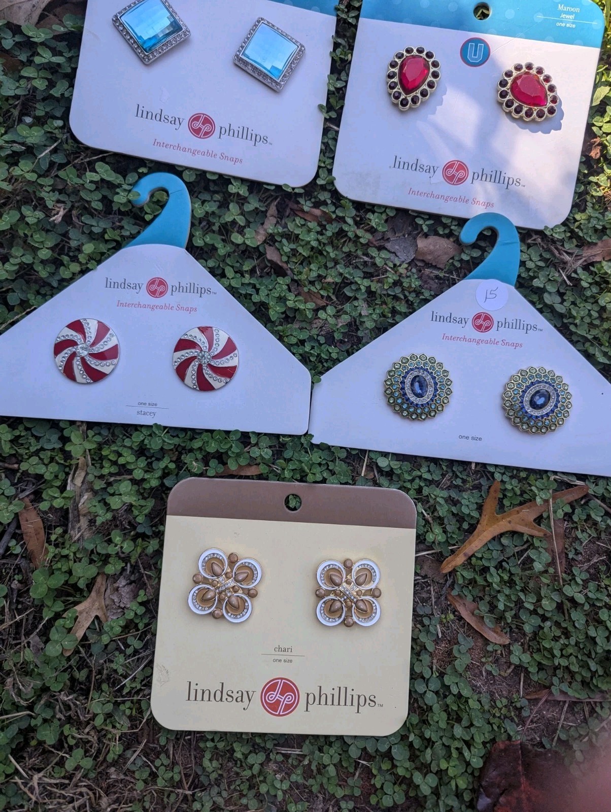 Set of 5 Lindsay Phillips Interchangable Snaps Peacock Red While Swirl 