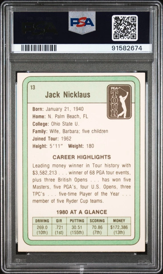 Tarjeta de novato Donruss 1981 firmada por Jack Nicklaus PSA losa leyenda del golf Foto 2 de 2