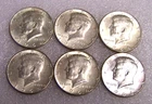 1964 JFK Kennedy 50 Cents Half Dollars 90% Silver US Coins Circulated Lot of 6
