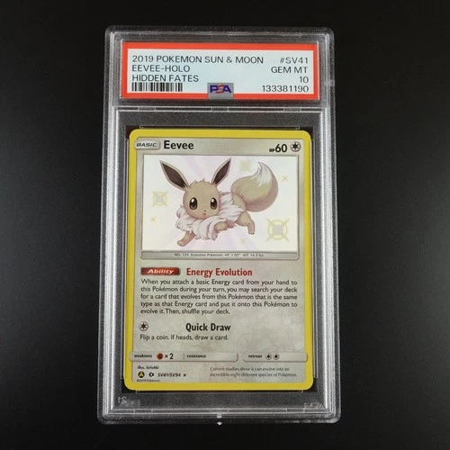 PSA 10 Eevee SV41/SV94 Pokemon Hidden Fates Holo Card