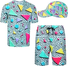 Handepo Retro 80s 90s Outfits for Men's 2 Pcs Tracksuit Large, Elegant Style 