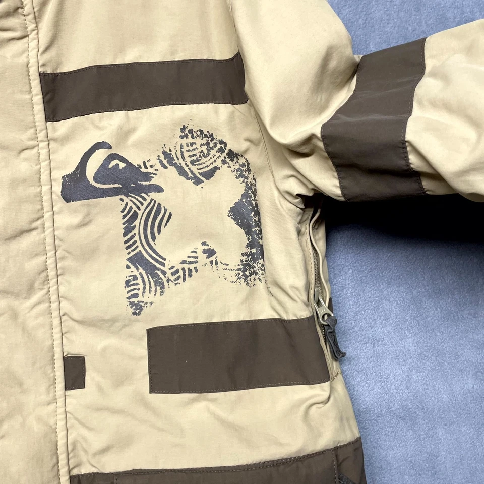 Chaqueta Quiksilver Niños S Beige Logo Nylon Cuello Simulado Con Capucha Térmica Impermeable Foto 3 de 4