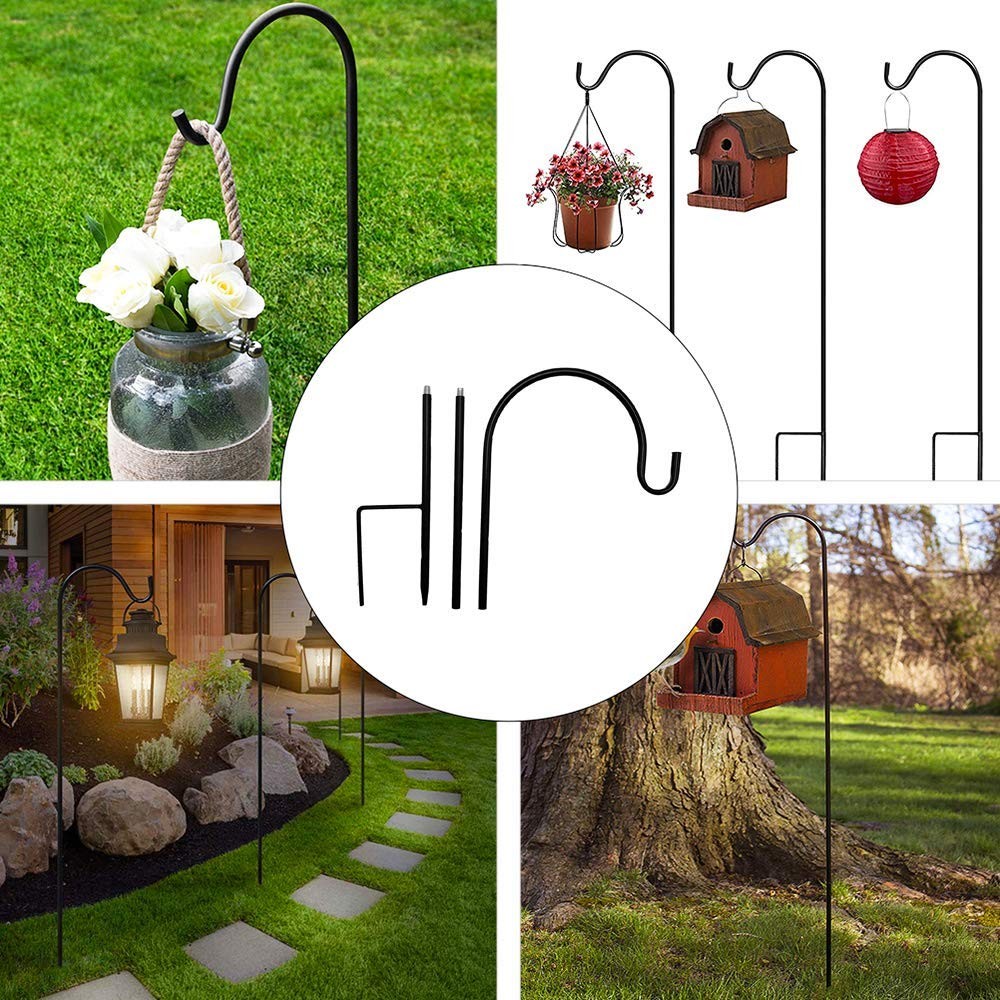 2 Pack Shepherd Hook 35 inch Tall Garden Outdoor Hook for Hanging Solar Light...