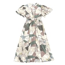 Woman's High Neck Abstract Maxi Dress in Multi, Size XXL