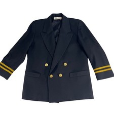 Vintage Christian Dior Blazer 16 Black Gold CD Buttons Military Naval 80s USA
