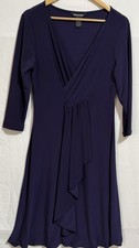 Nina Leonard Purple Stretchy Fit & Flare Waterfall Dress Shift Dress Size L-16