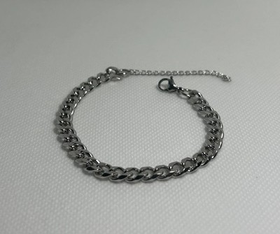 Silver Plated Cuban Link Bracelet 6-8in Adjustable Mens Chain
