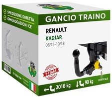 Per Renault KADJAR 2-4WD, AdBlue 15-18 Gancio Verticale Estraibile