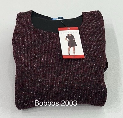 Draper James Women's Short Sleeve Fit & Flare Knit Dress, Dark Red, Size M