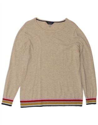 JOULES Womens Boat Neck Jumper Sweater UK 14 Large Beige Cotton BR18