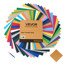 VEVOR Heat Transfer Vinyl HTV Iron on Vinyl Bundle 50 Pack 12 x 12 in Multicolor