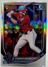2025 Bowman Chrome Connor Norby Red Rookie Logo Refractor #46 RC  Marlins & Base