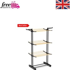 3-Tier Foldable Clothes Drying Rack - Adjustable Stainless Steel Laundry Tower