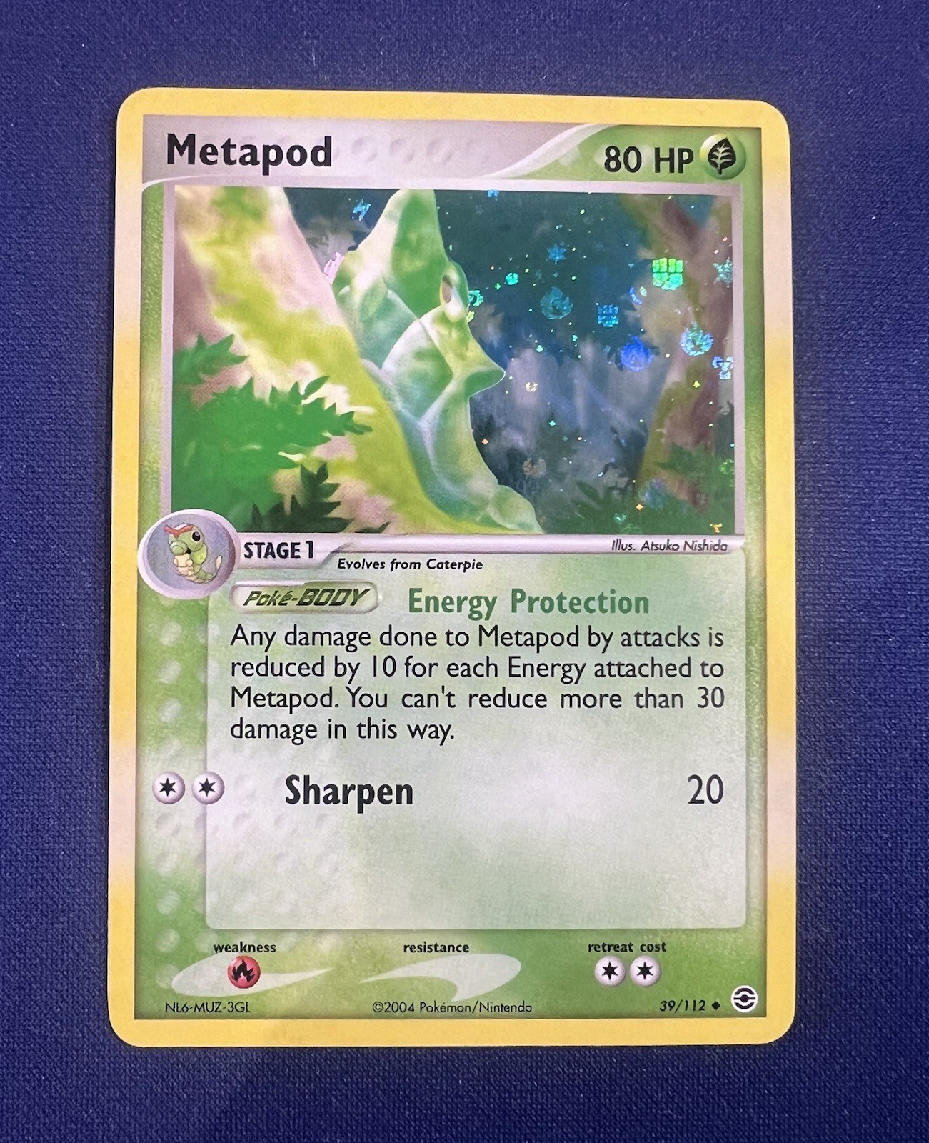 Metapod #39 Pokemon Fire Red & Leaf Green - Reverse Holo NM- Vintage Rare