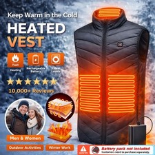 9 Heated Vest Zones Electric Heated Jackets Men Women Sportswear Heated Coat US