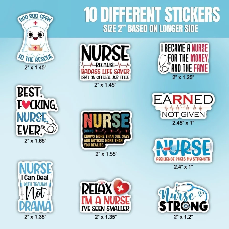 10pcs Nurse Sticker, Nurse Life, Empowering Nurse, Proud Nurse Nurse Pride Decal - Image 2 of 4