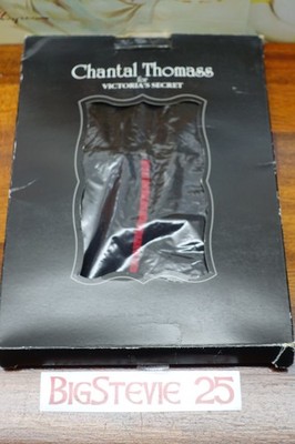 Chantal Thomass Opaque Contrast Backseam Hold-Ups L UNBOXED Black/Red   FREE P&P
