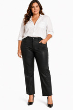 Ralph Lauren Genuine Lamb Leather Front Pants Size 12 Black Stretch Designer