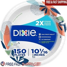 Durable Disposable 10 Inch Paper Plates Heavy Duty Compostable 150 Pack New