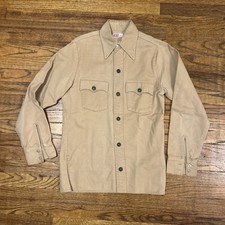 Levi's Vintage 70's Work Utility Shirt Men's Small USA Made Tan Long Sleeve